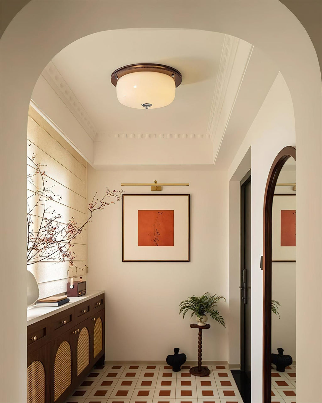Ceiling Light Glass Flush Mount Modern Minimalist Walnut Brown