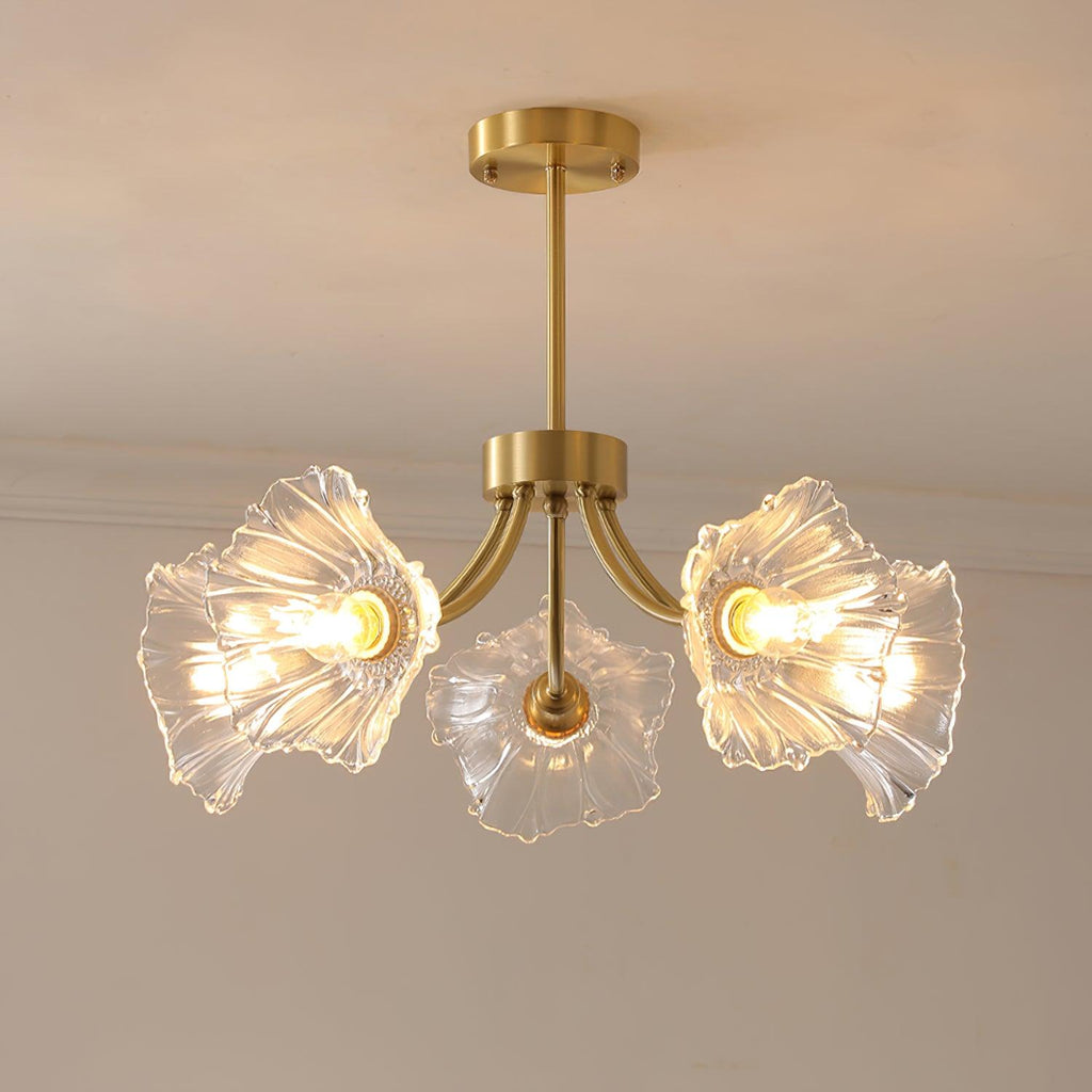 Lustra Chandelier Flower Glass with Brass Finish