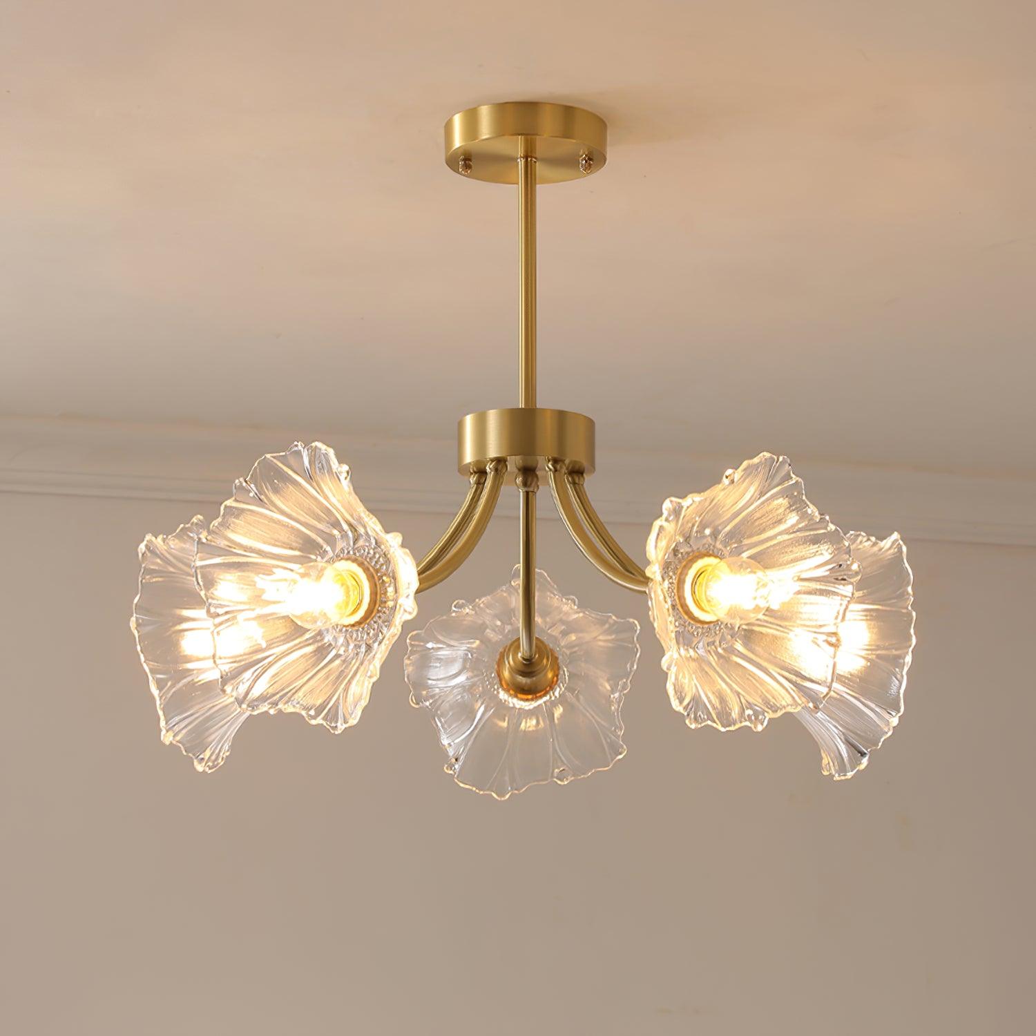 Lustra Chandelier Flower Glass with Brass Finish