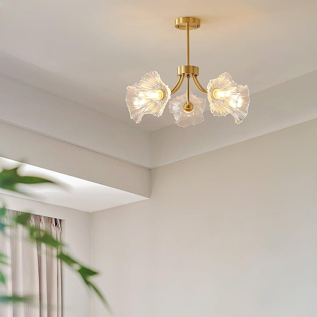Lustra Chandelier Flower Glass with Brass Finish