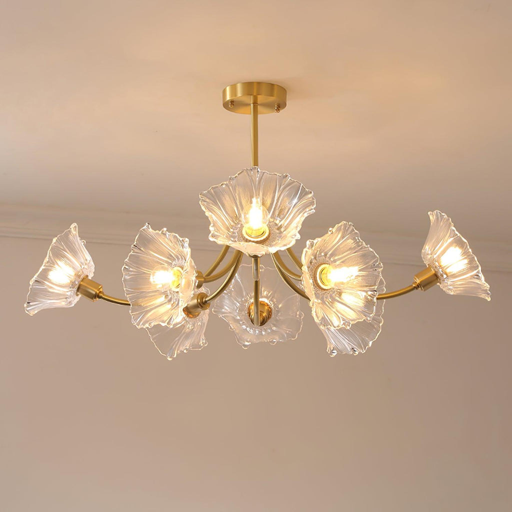Lustra Chandelier Flower Glass with Brass Finish