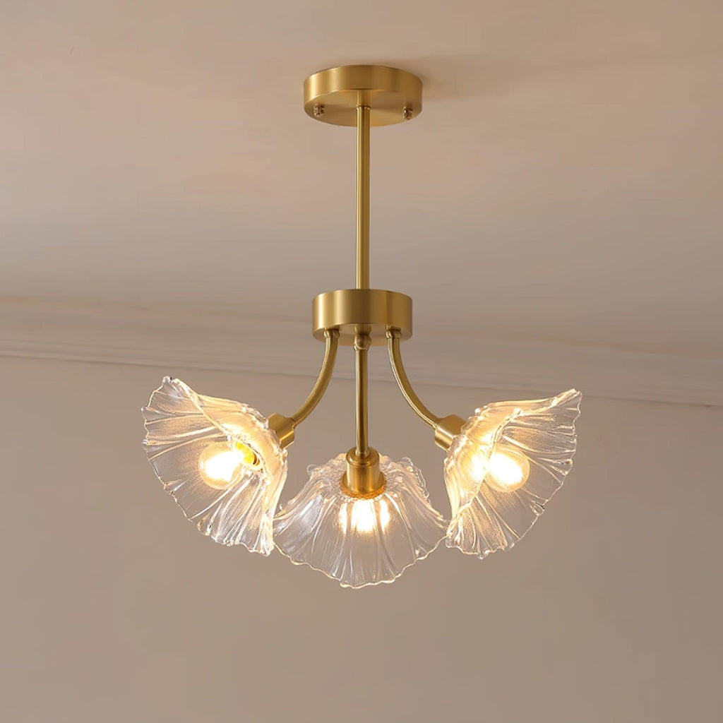 Lustra Chandelier Flower Glass with Brass Finish
