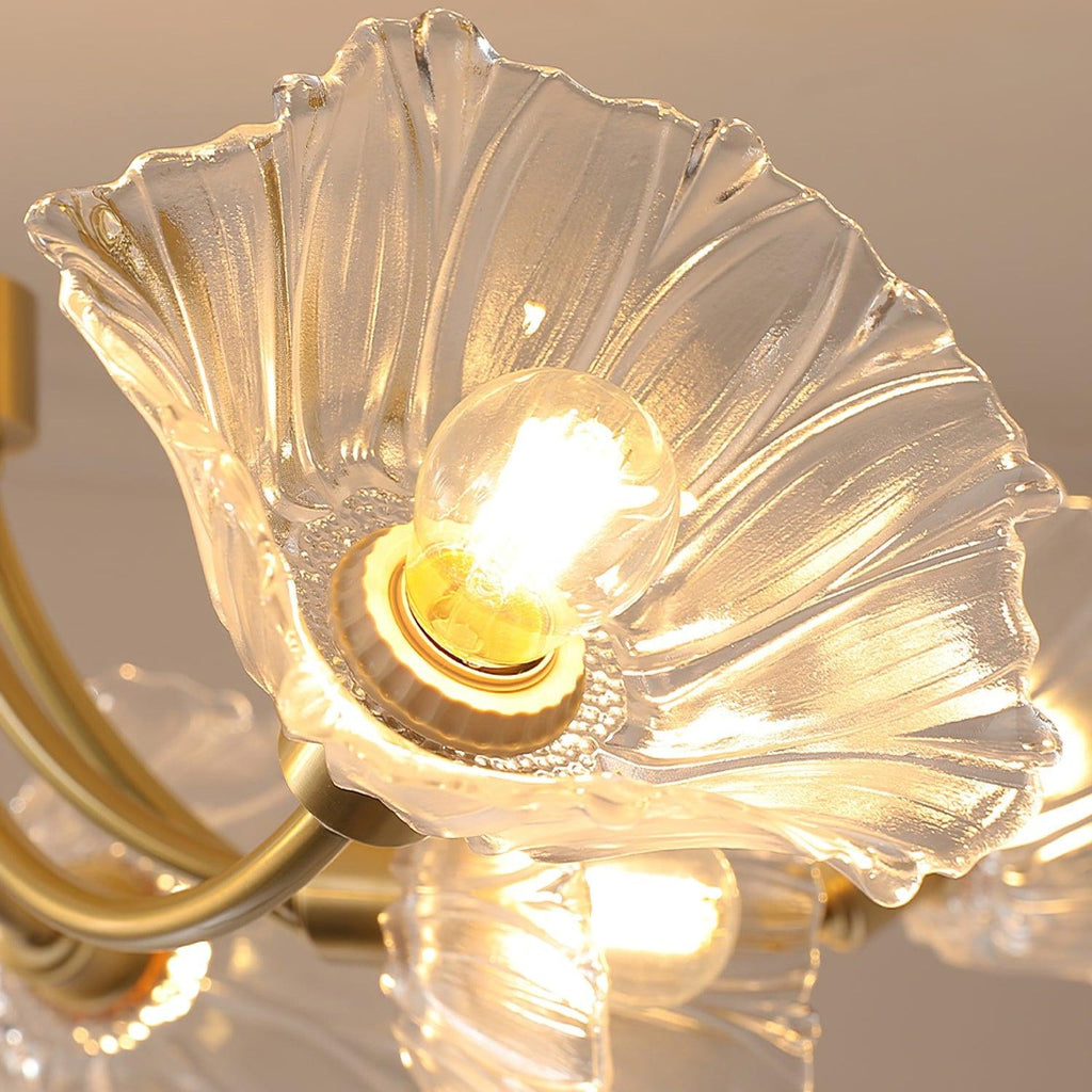 Lustra Chandelier Flower Glass with Brass Finish