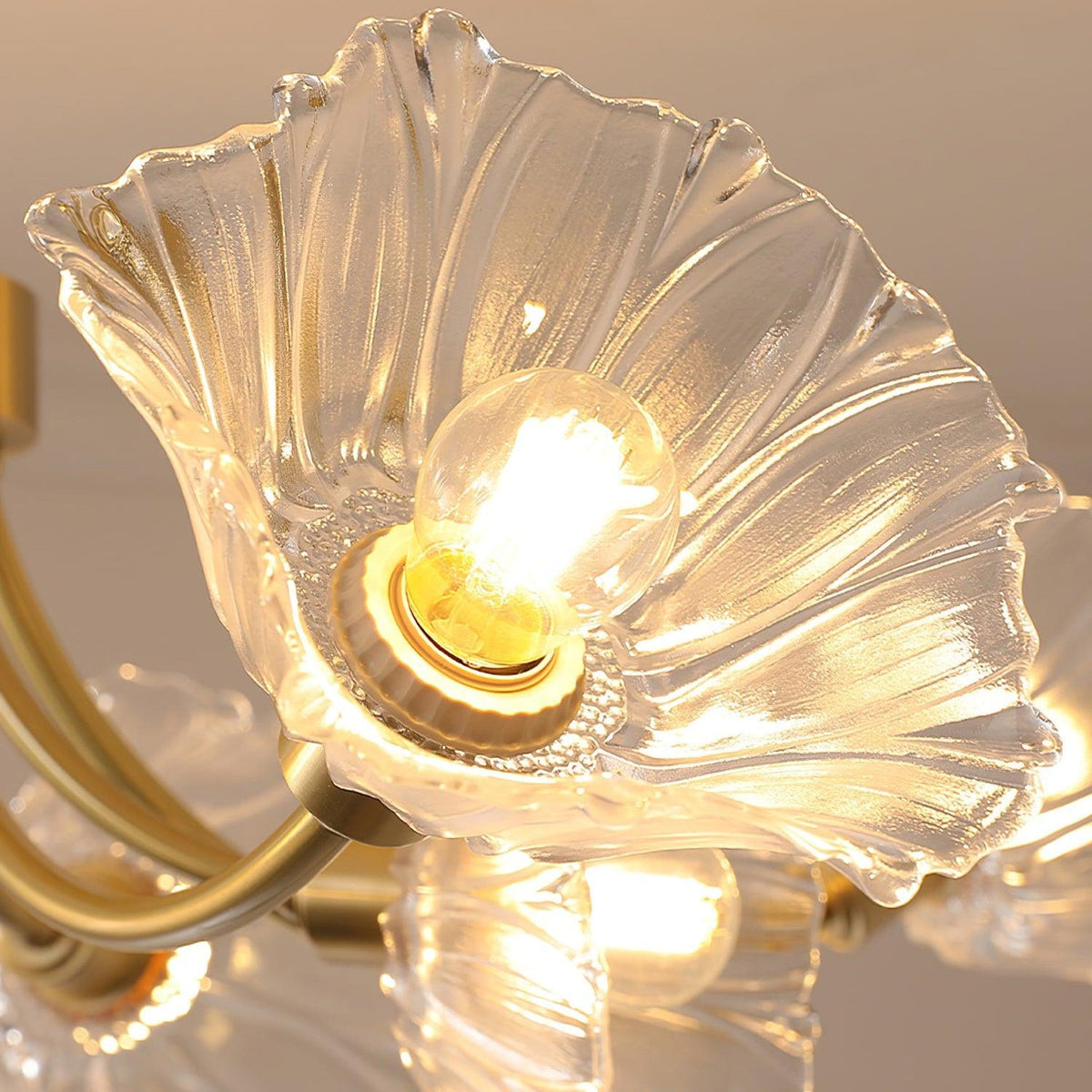 Lustra Chandelier Flower Glass with Brass Finish