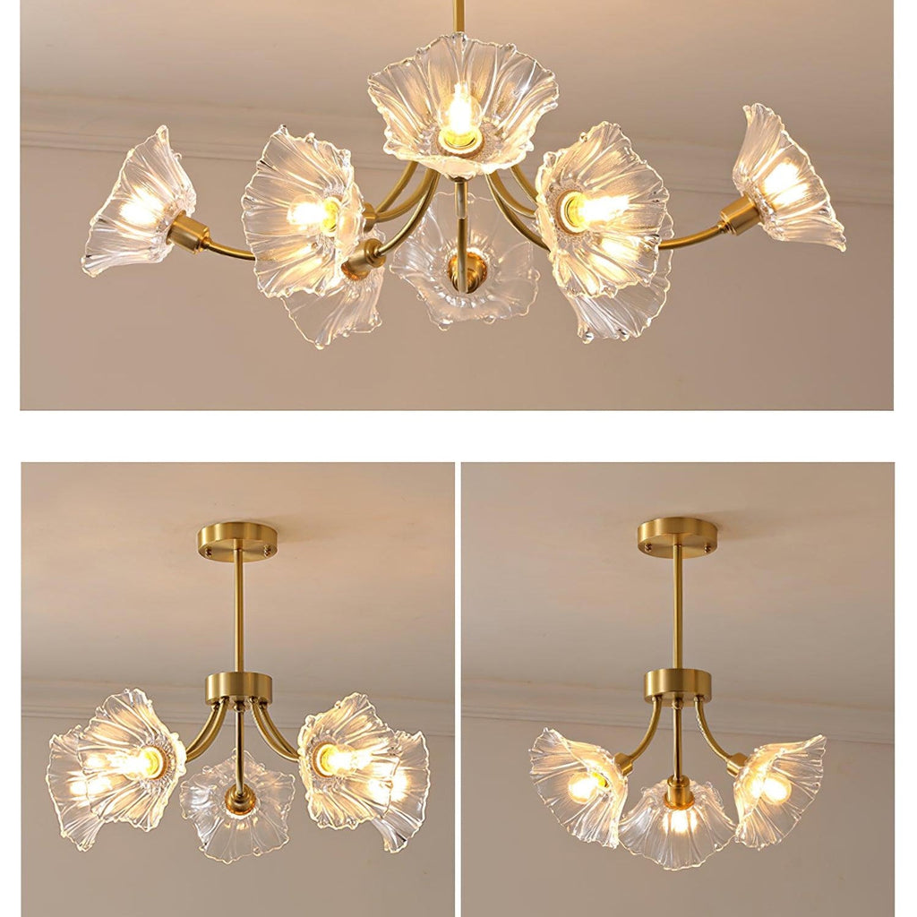 Lustra Chandelier Flower Glass with Brass Finish