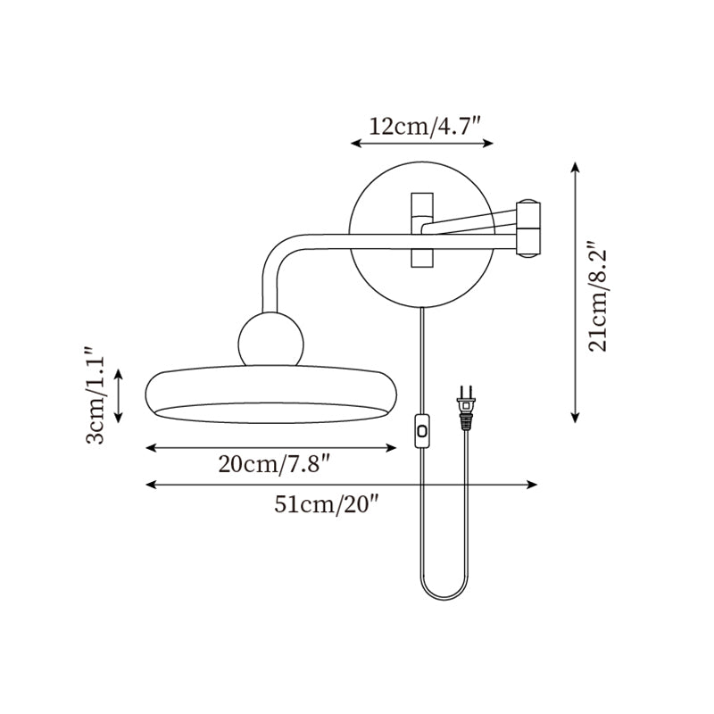 Arden Adjustable Plug-In /Hardwire Wall Lamp