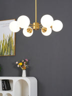 Lustra Chandelier Brass Opal Glass