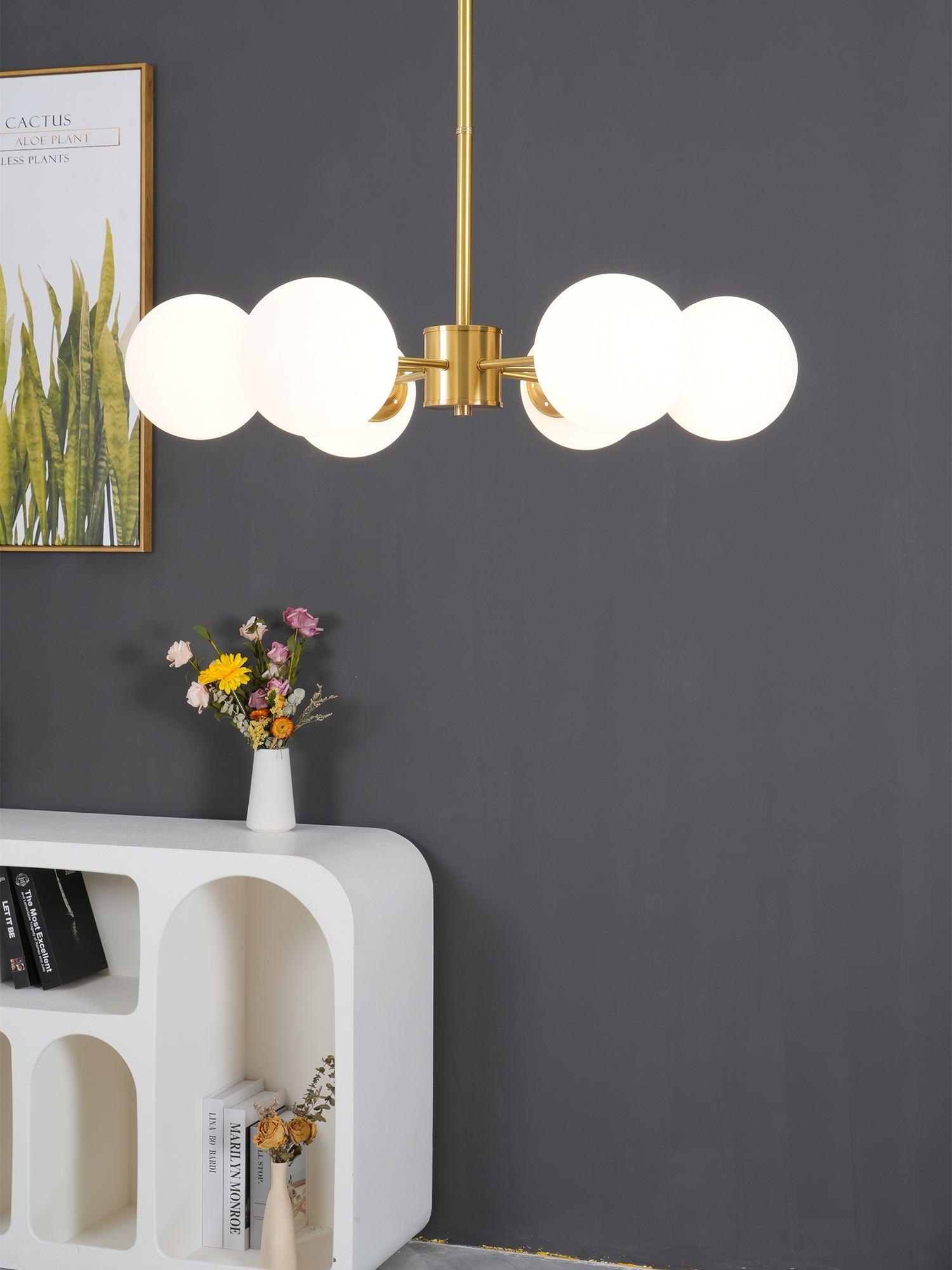 Lustra Chandelier Brass Opal Glass
