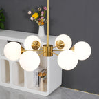 Lustra Chandelier Brass Opal Glass