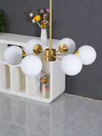 Lustra Chandelier Brass Opal Glass
