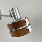Wall Lamp & Wood Barrel Shade Adjustable Mid-Century