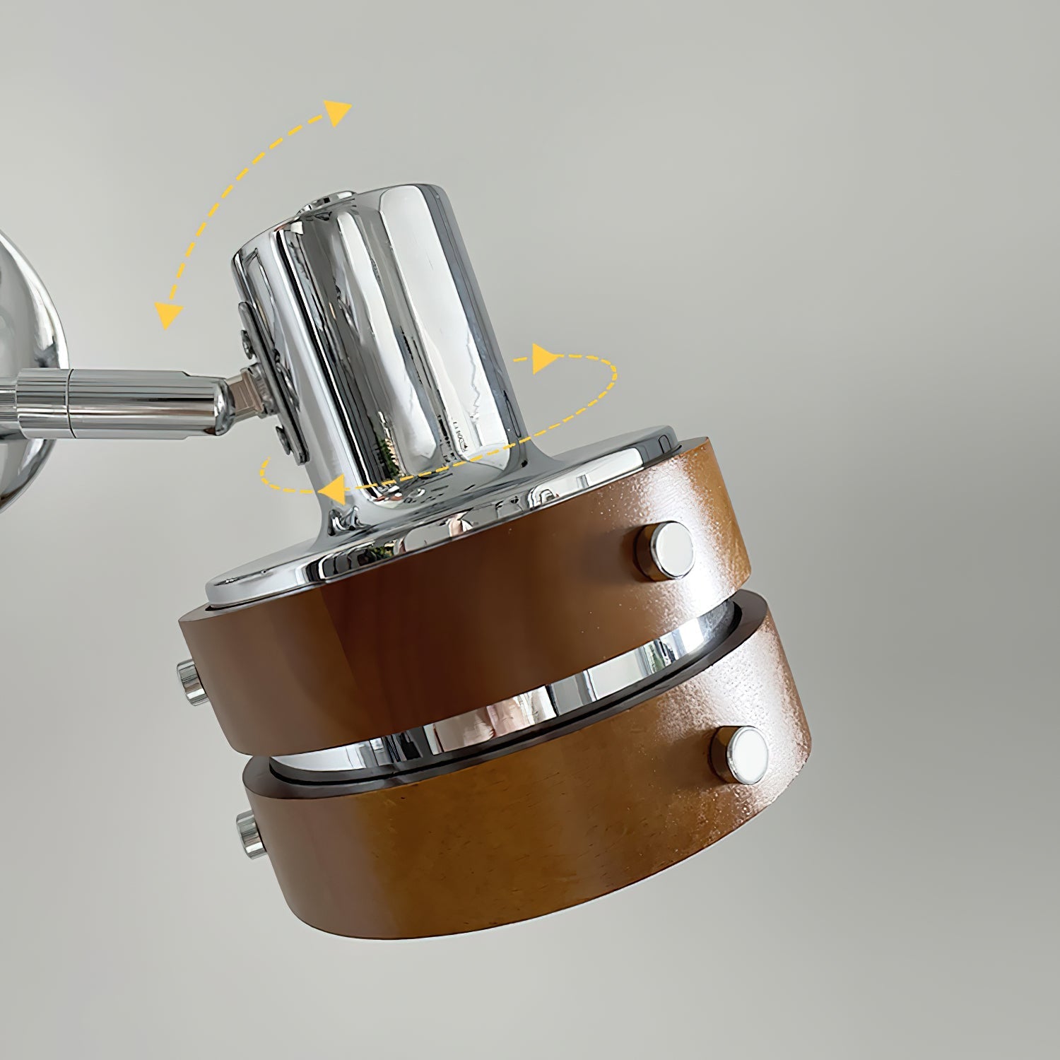 Wall Lamp & Wood Barrel Shade Adjustable Mid-Century