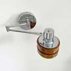 Wall Lamp & Wood Barrel Shade Adjustable Mid-Century