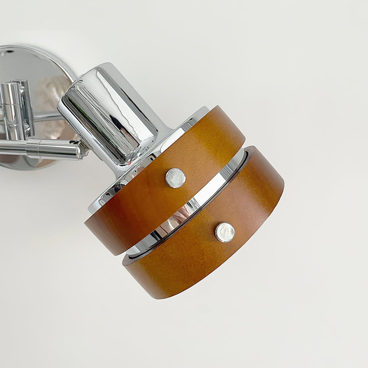 Wall Lamp & Wood Barrel Shade Adjustable Mid-Century