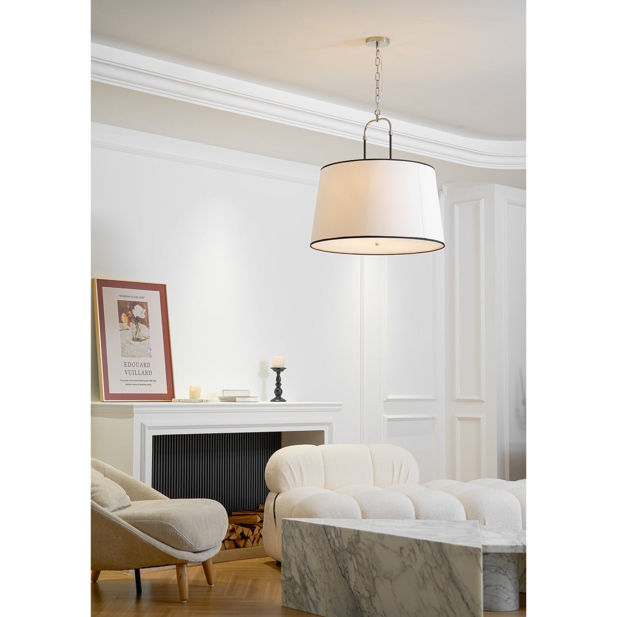 Aurzorora Vintage Industrial Brass Fabric Pendant Lamp