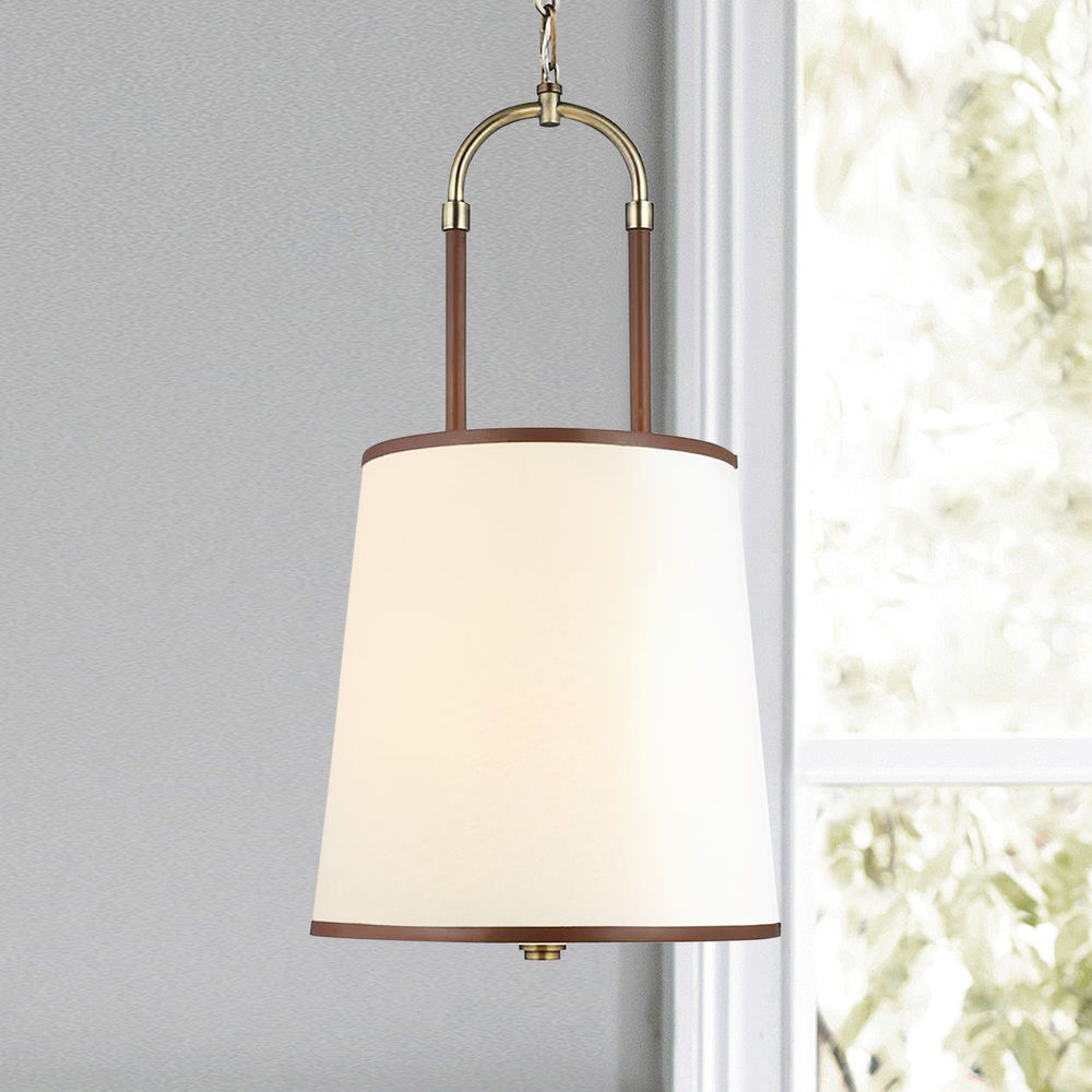 Aurzorora Vintage Industrial Brass Fabric Pendant Lamp