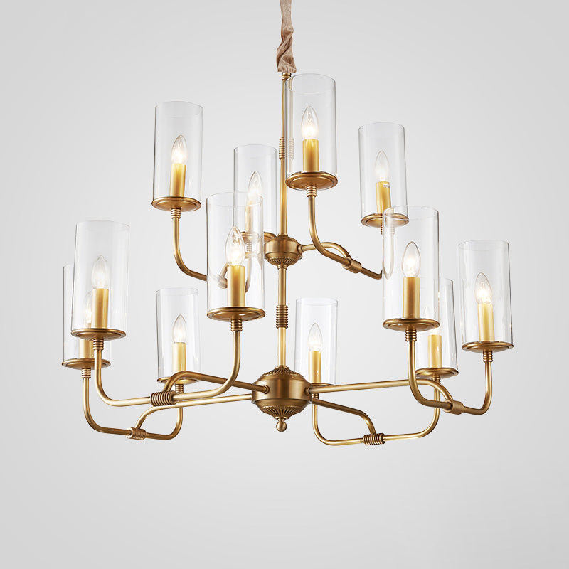 Araeos Postmodern Luxury Brass Glass Chandelier