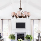 Erveliel Vintage Luxury Brass Fabric Chandelier