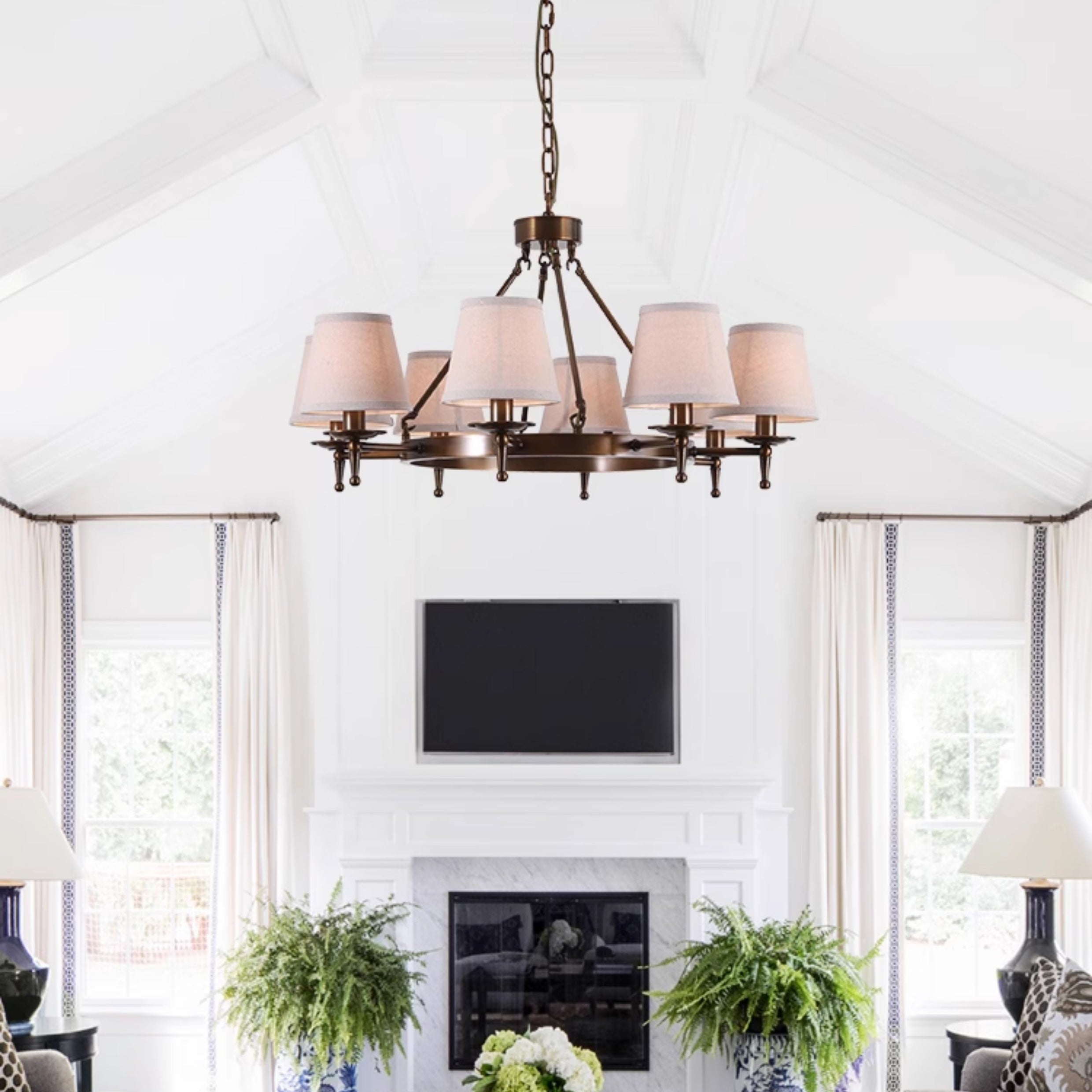 Erveliel Vintage Luxury Brass Fabric Chandelier