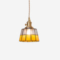 Pendant Lamp Stained Glass Shade Vintage Pattern Brass Retro
