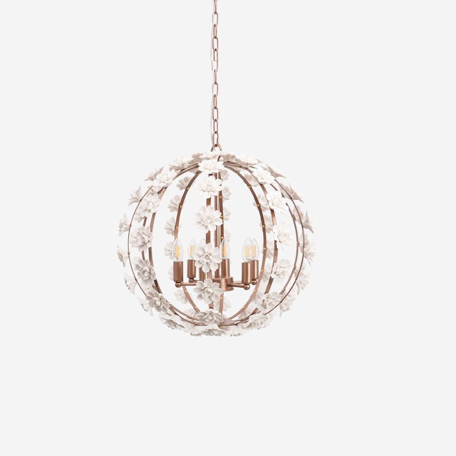 Kelly Pendant Lamp Floral Globe Rustic