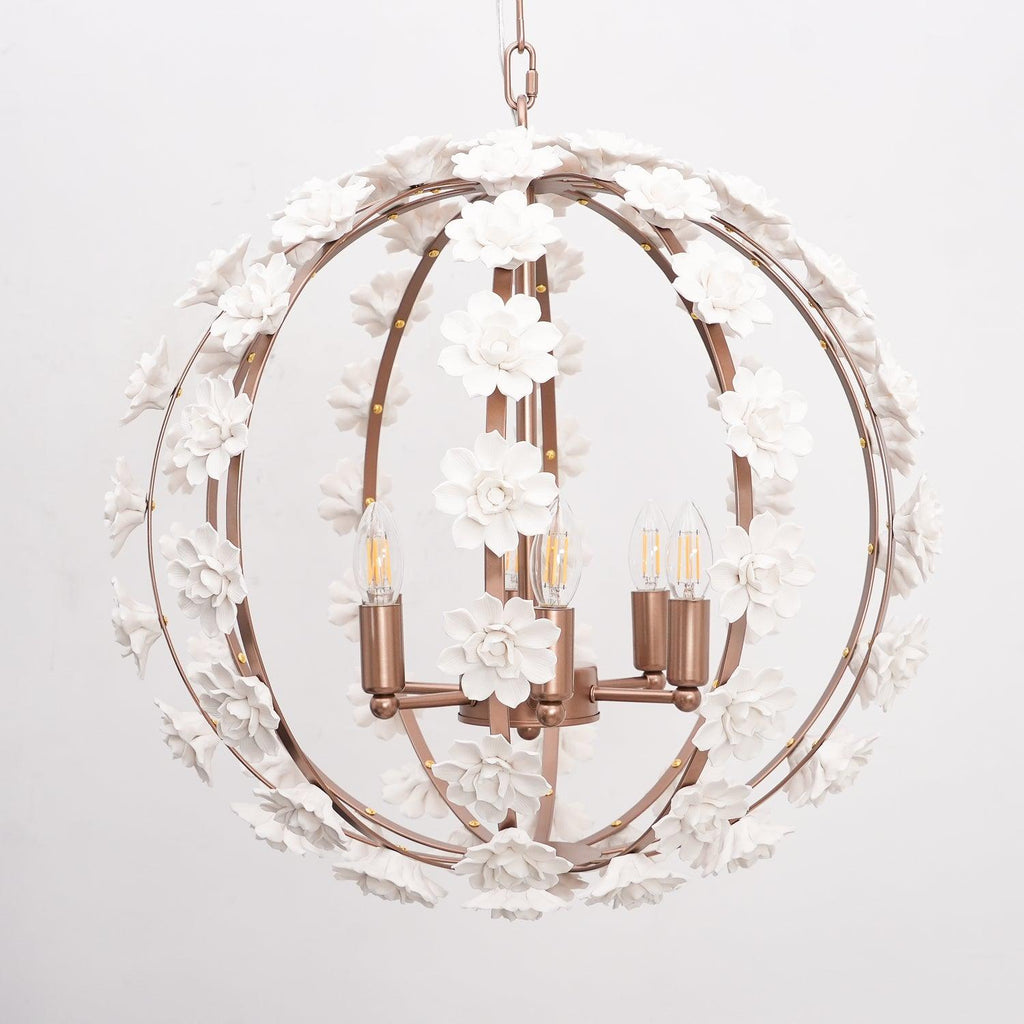 Kelly Pendant Lamp Floral Globe Rustic