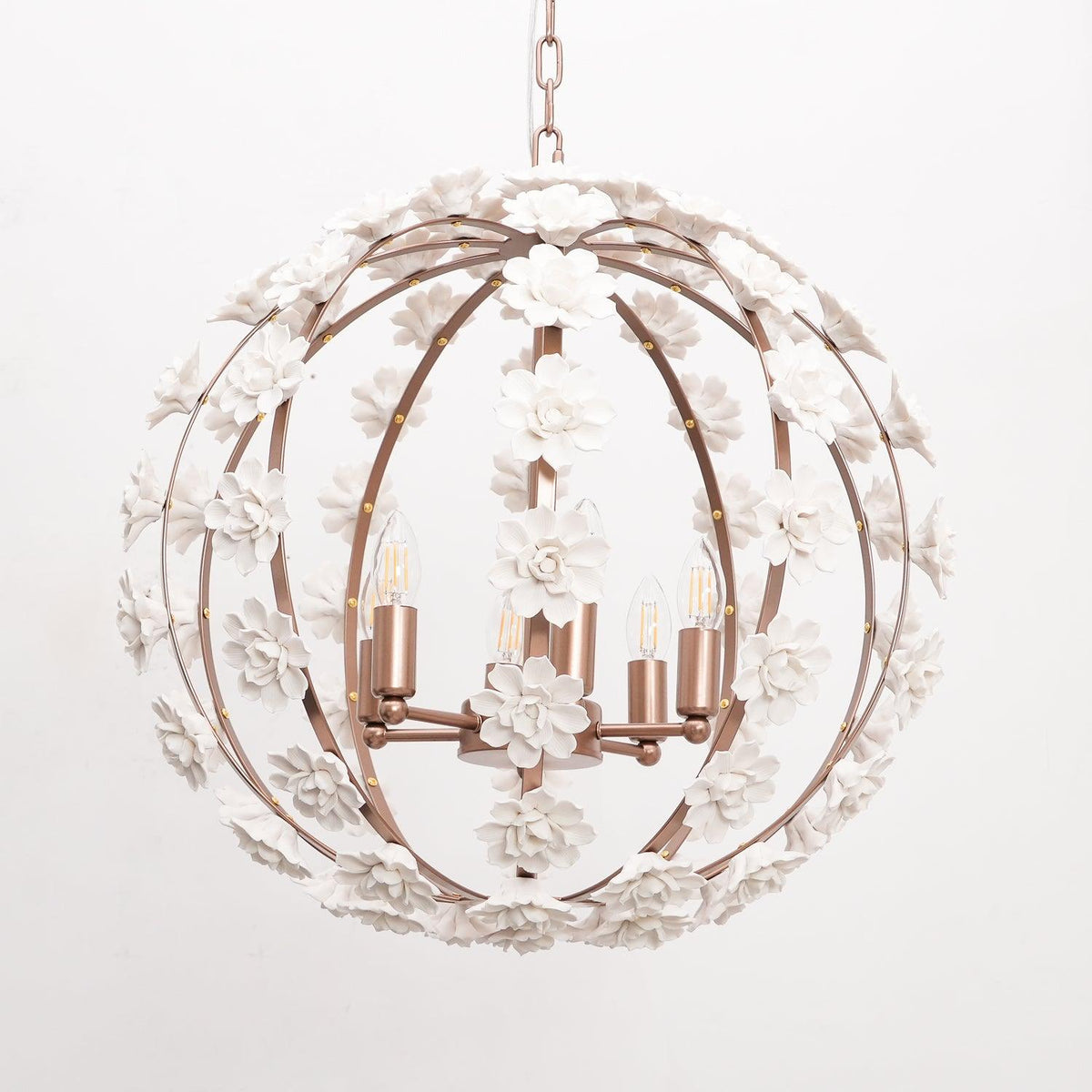 Kelly Pendant Lamp Floral Globe Rustic