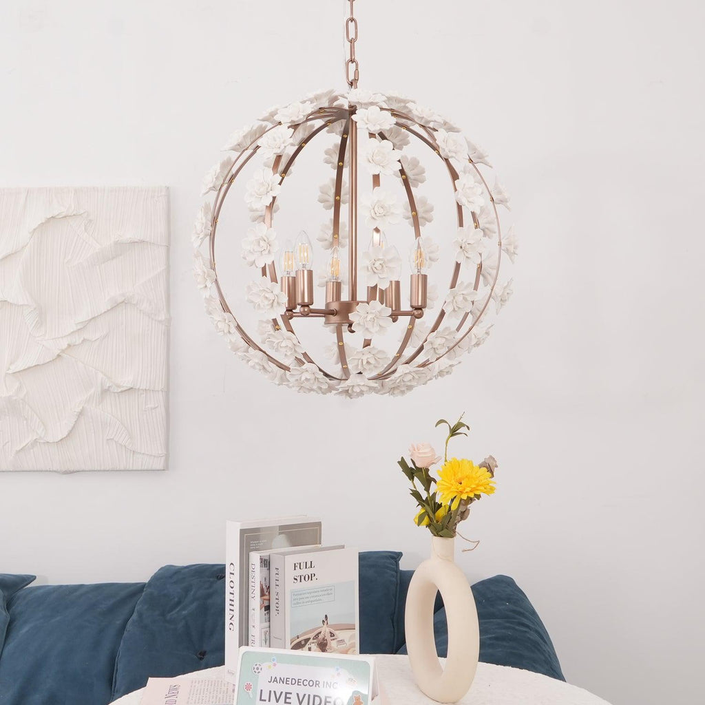 Kelly Pendant Lamp Floral Globe Rustic