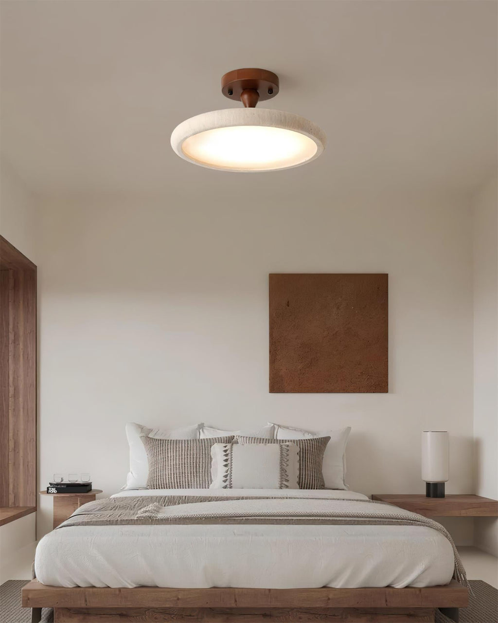 Dovai Travertine Semi Flush Ceiling Light