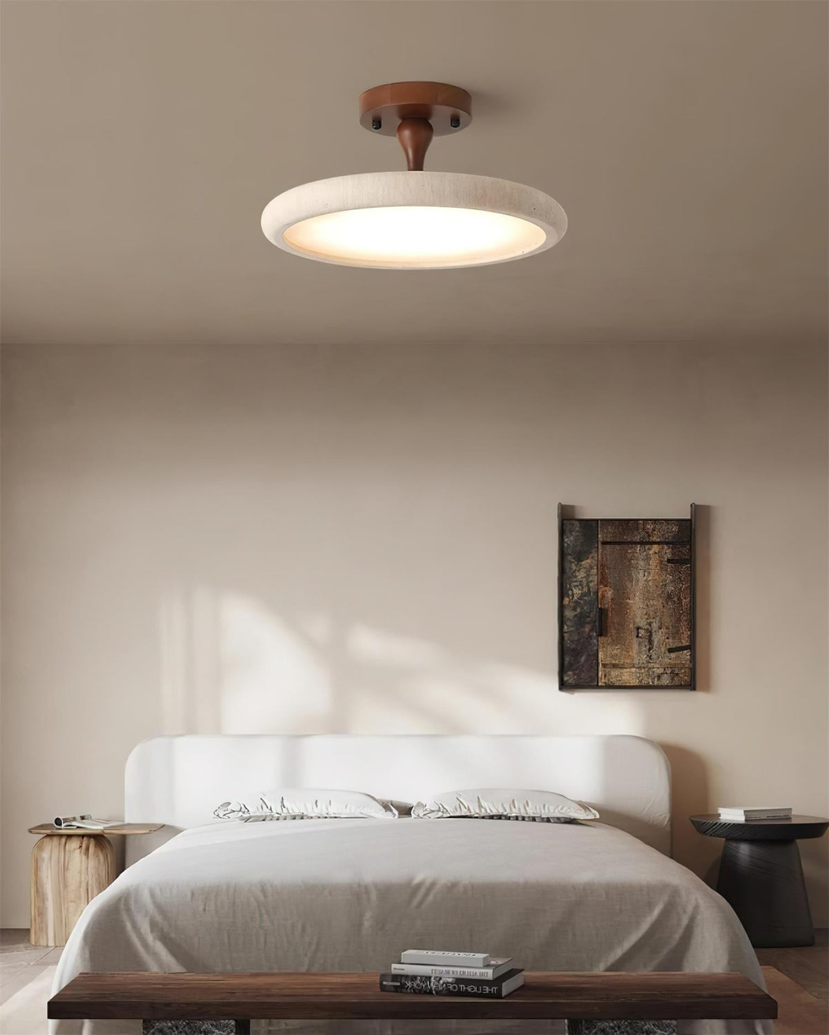 Dovai Travertine Semi Flush Ceiling Light