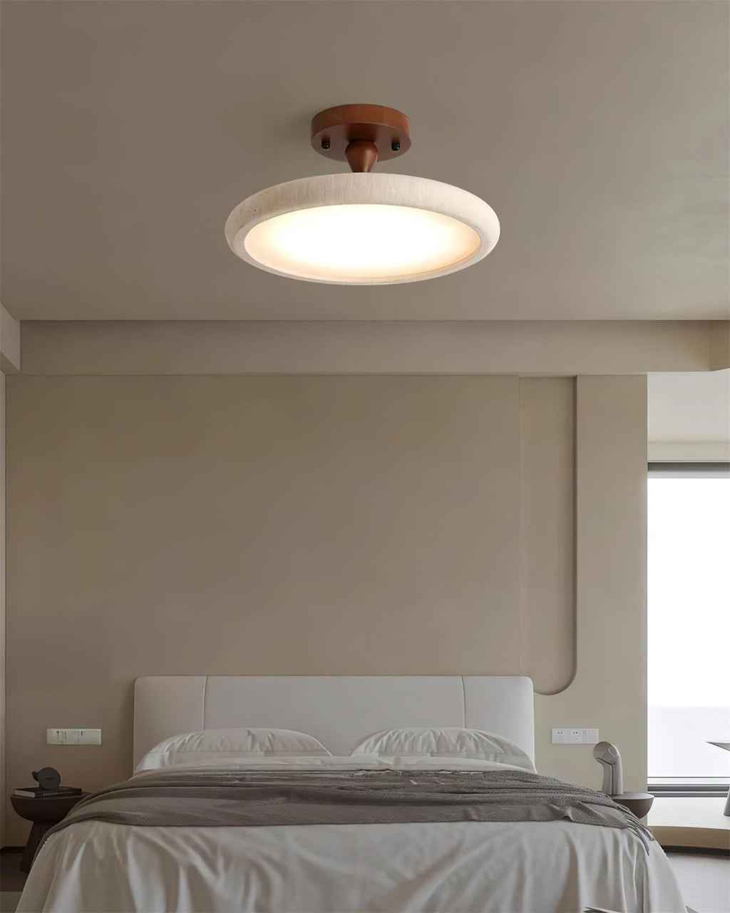 Dovai Travertine Semi Flush Ceiling Light