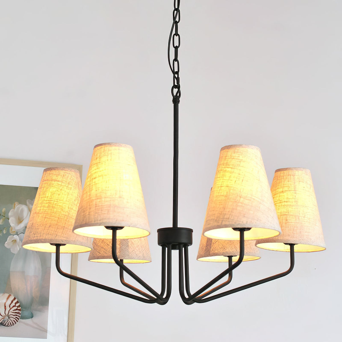 Aurdoreth Vintage Industrial Brass Fabric Chandelier