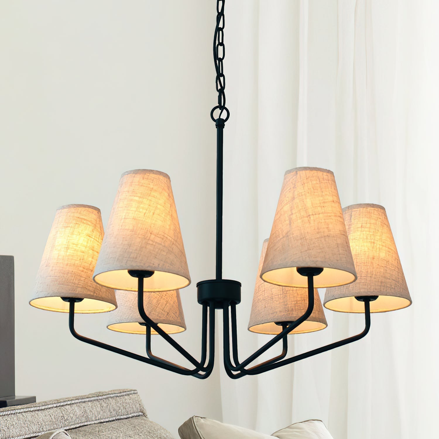 Aurdoreth Vintage Industrial Brass Fabric Chandelier