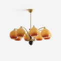 Chandelier Glass Shades Frame Wood Accents Mid-Century Calm