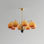 Chandelier Glass Shades Frame Wood Accents Mid-Century Calm