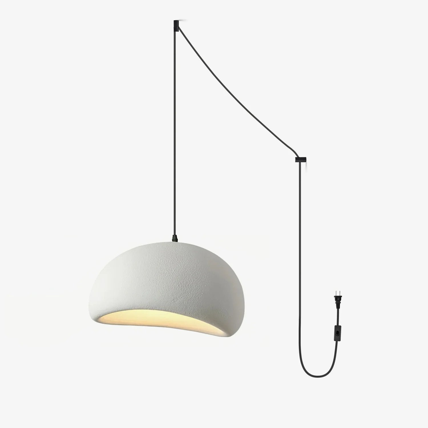 Solara Pendant Lamp Plaster Half Dome Plug In Wabi Sabi