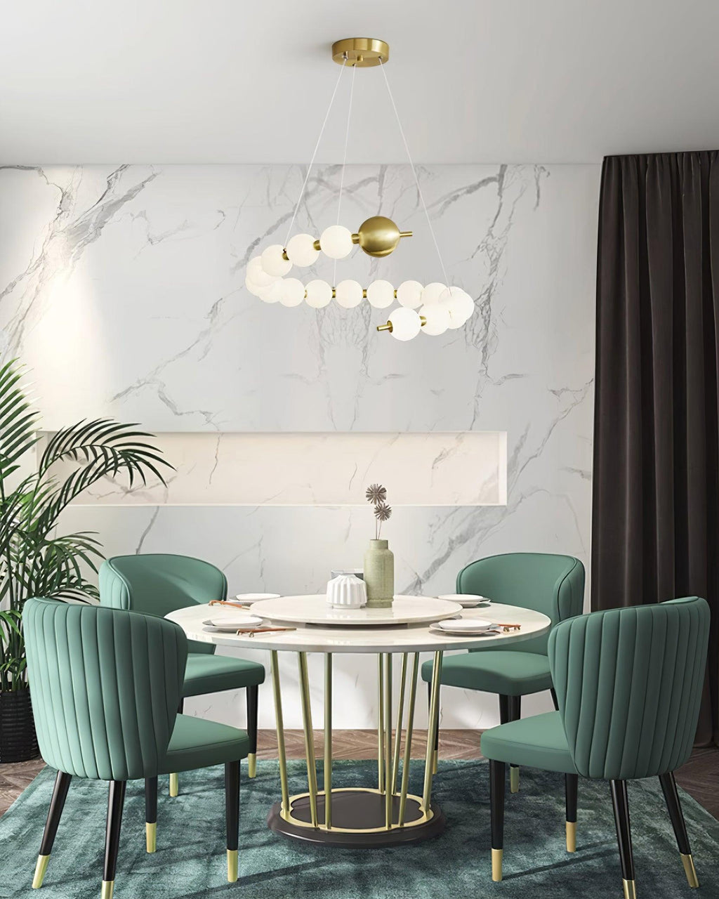 Chandelier Brass Ring Acrylic Spheres Modern Minimalist