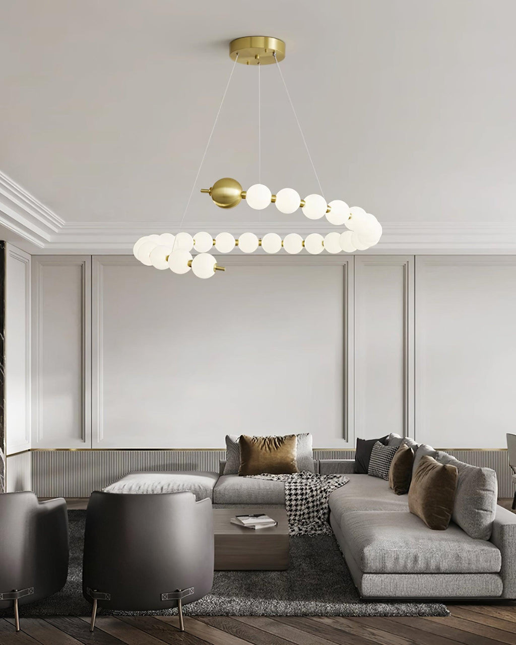 Chandelier Brass Ring Acrylic Spheres Modern Minimalist