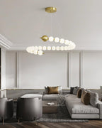 Chandelier Brass Ring Acrylic Spheres Modern Minimalist