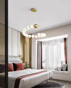 Chandelier Brass Ring Acrylic Spheres Modern Minimalist