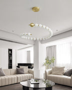 Chandelier Brass Ring Acrylic Spheres Modern Minimalist