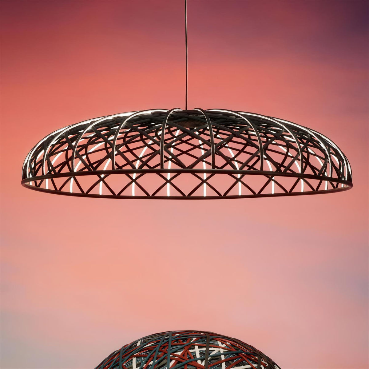 Fiona Pendant Lamp Reticulated Woven Shade Modern