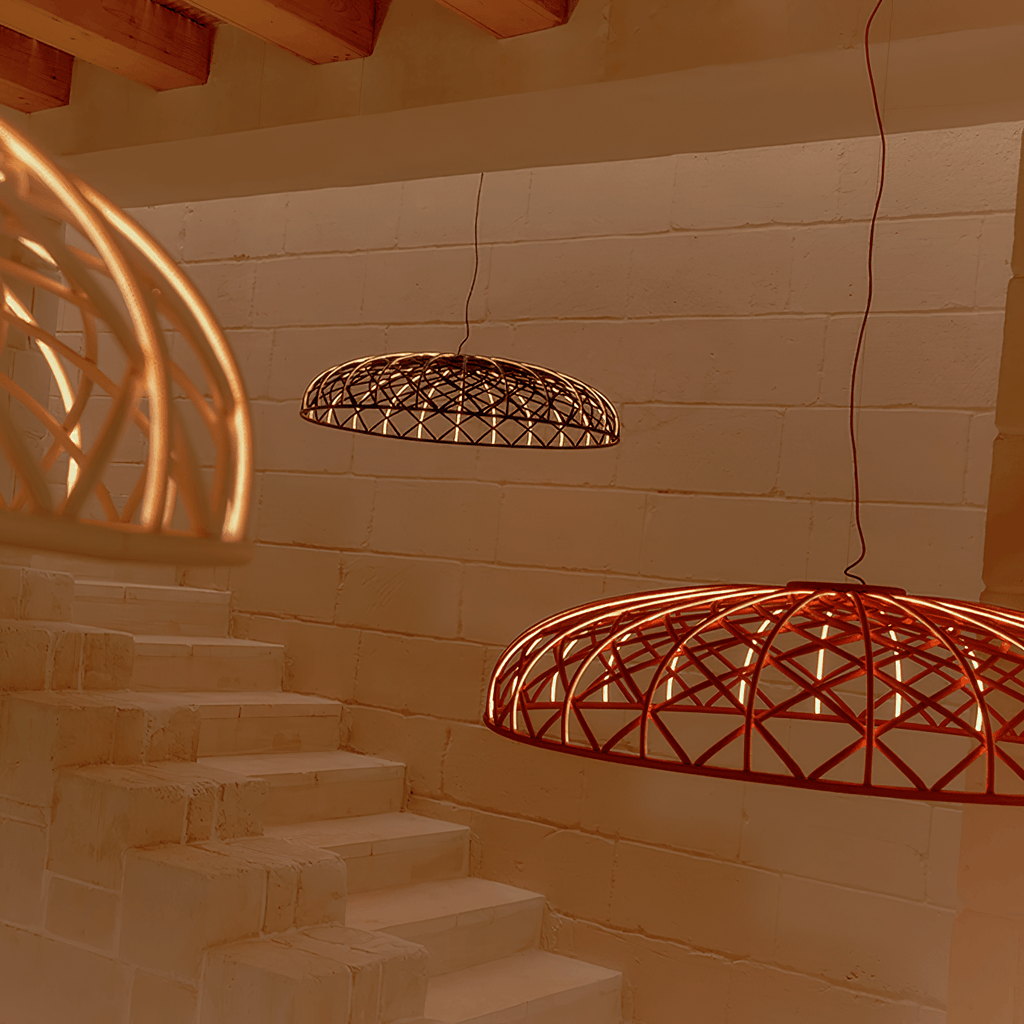 Fiona Pendant Lamp Reticulated Woven Shade Modern