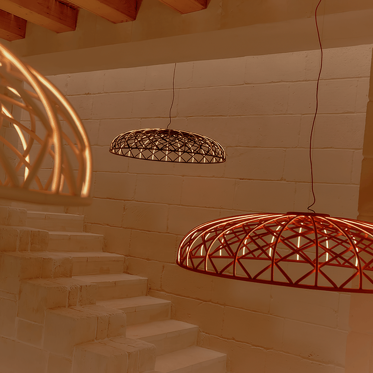 Fiona Pendant Lamp Reticulated Woven Shade Modern