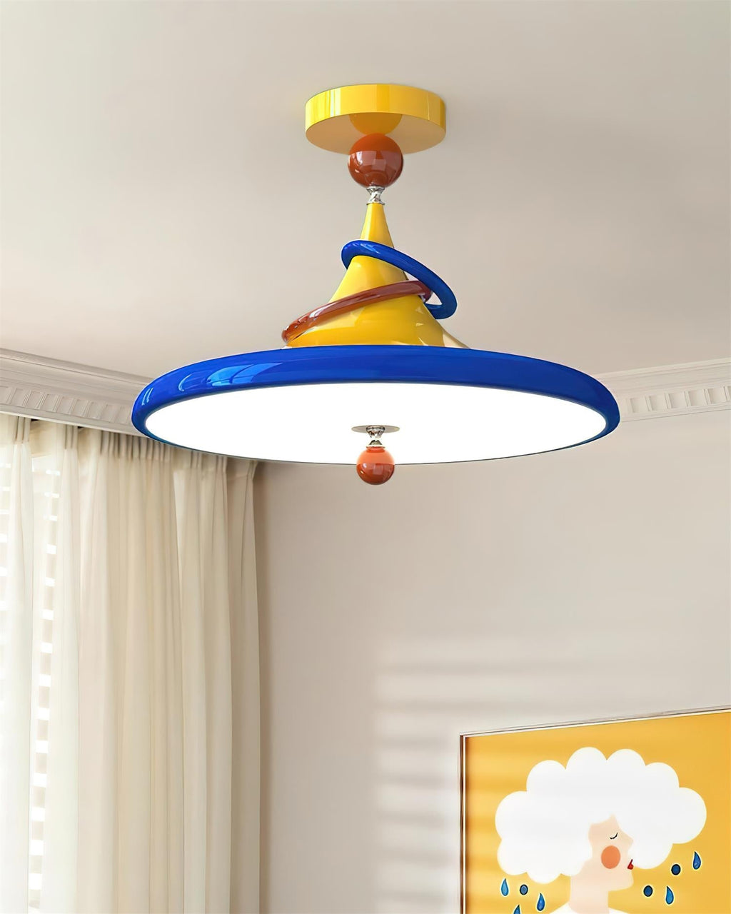 Kivra Retro-Futuristic Cone Ceiling Lamp