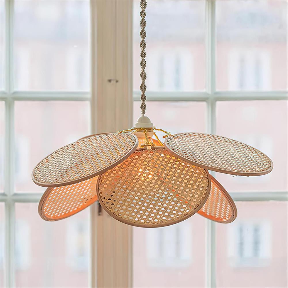 Kloe Pendant Lamp Petal Rattan Organic Bohemian