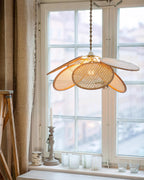 Kloe Pendant Lamp Petal Rattan Organic Bohemian