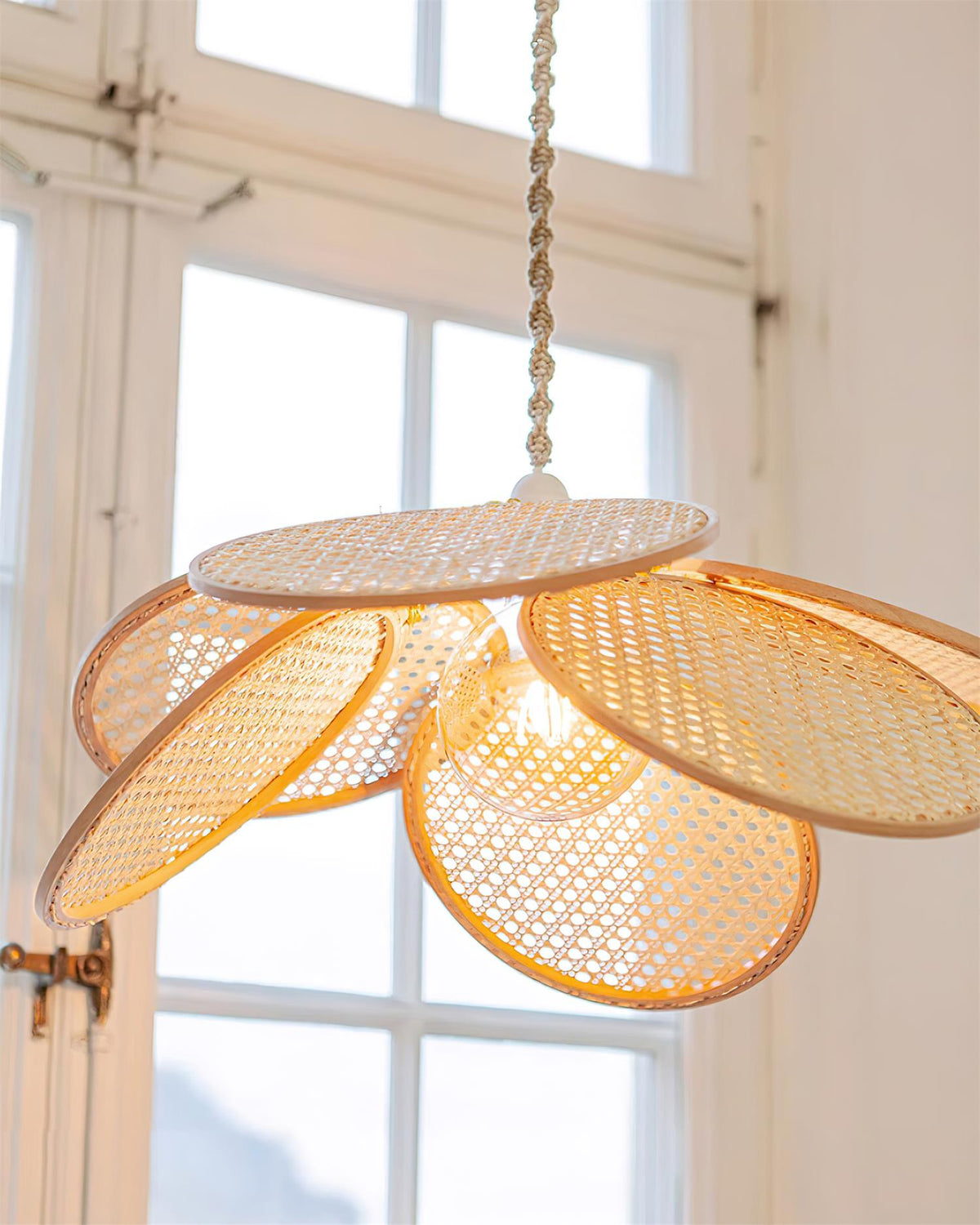 Kloe Pendant Lamp Petal Rattan Organic Bohemian