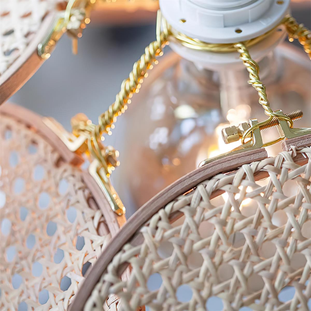 Kloe Pendant Lamp Petal Rattan Organic Bohemian