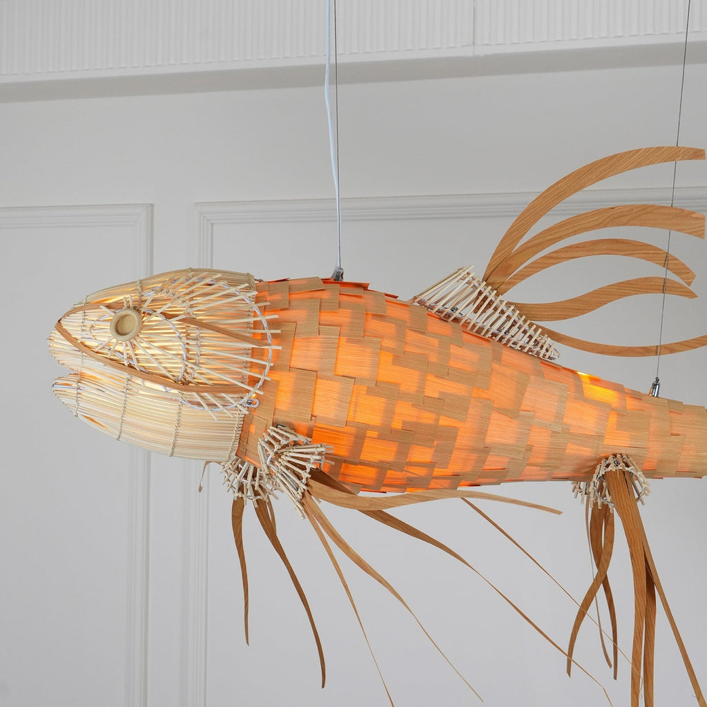Lustra Chandelier Wooden Fish Handmade